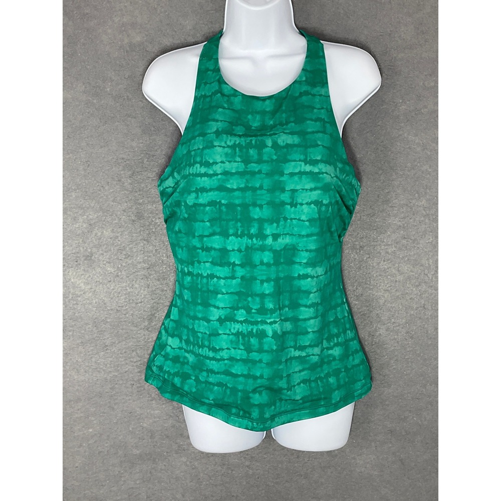 Athleta Green Tank‎ Top Adjustable Straps Built-In Bra Activewear 38D/DD